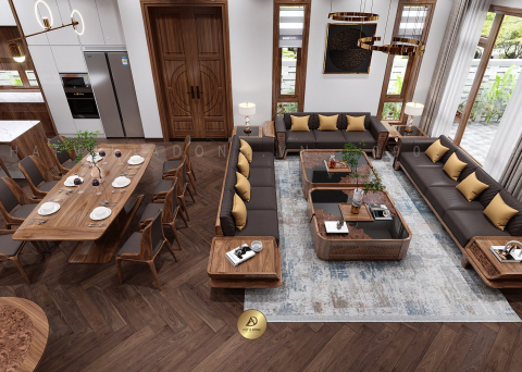 Sofa gỗ óc chó V'LOTUS SF-37